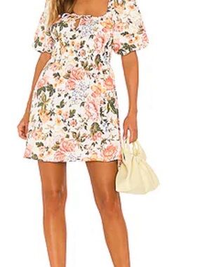 Faithfull the Brand Nikoleta Mini Dress Teatro Floral Print Linen Boho Resort